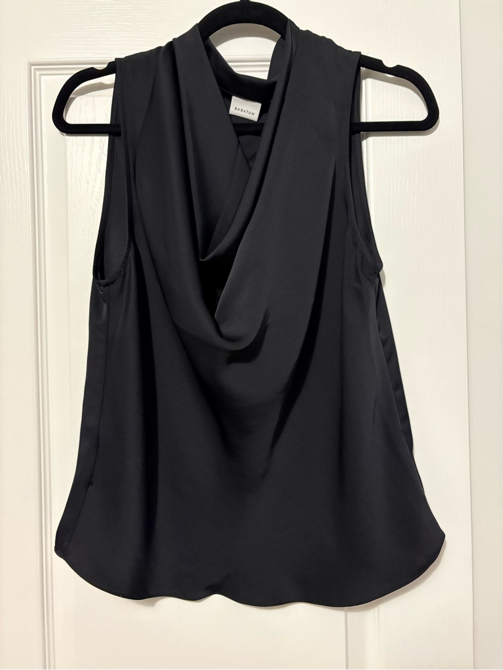 Babaton Black Draped Cowl Neck Sleeveless Top